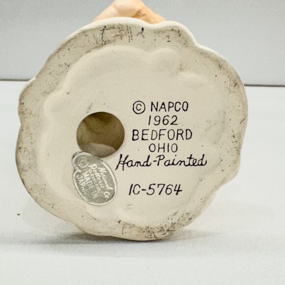 1962 Vintage NAPCO April Calendar Cutie Baby Girl w/ Basket, 5.5”, Item #IC-5764 - Picture 9 of 9